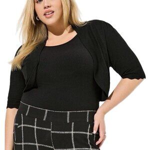 4XL Torrid Black Retro Goth Scallop Sleeve Shrug Cardigan Hot Topic